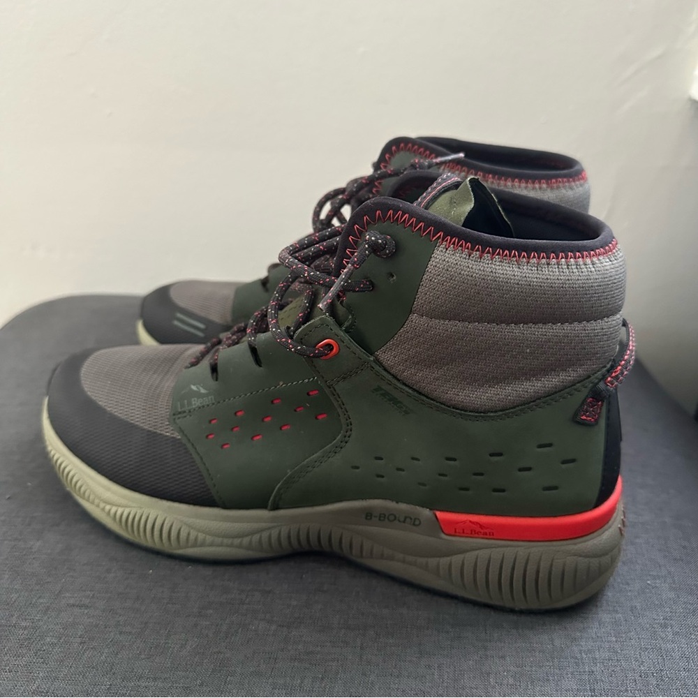 Men's LL Bean Dirigo Mid Hiking Lace Up Boots Forest Shade Olive Tek2.5 Size 11M